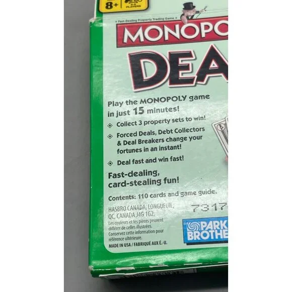 Monopoly Deal Card Game Ages 8+ For 2-5 Players By Hasbro Gaming READ - Picture 7 of 8